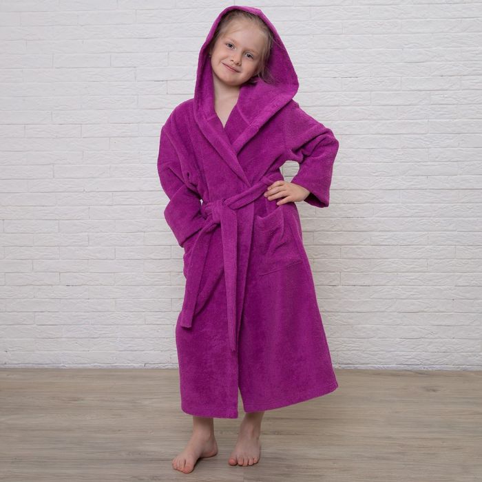 Халат махровый детский, размер 34, цвет розовый, 340 г/м2 хл.100% с AIRO