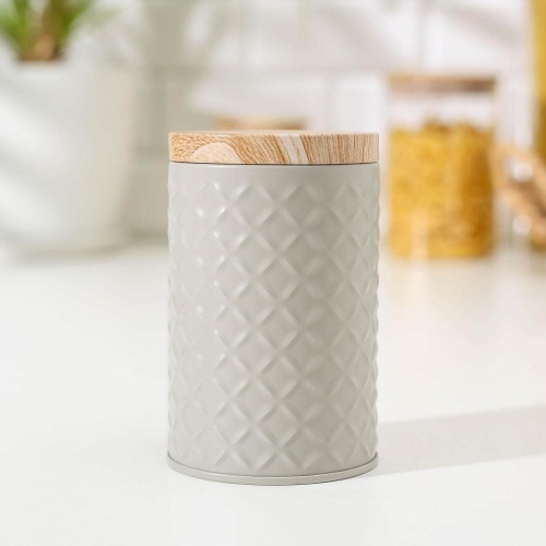 Банка для сыпучих продуктов «Сканди», 11,5×7,3 см, 430 мл, цвет серый