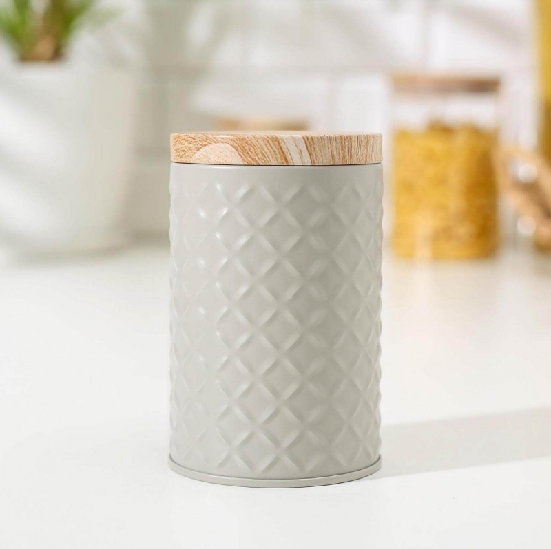 Банка для сыпучих продуктов «Сканди», 11,5×7,3 см, 430 мл, цвет серый