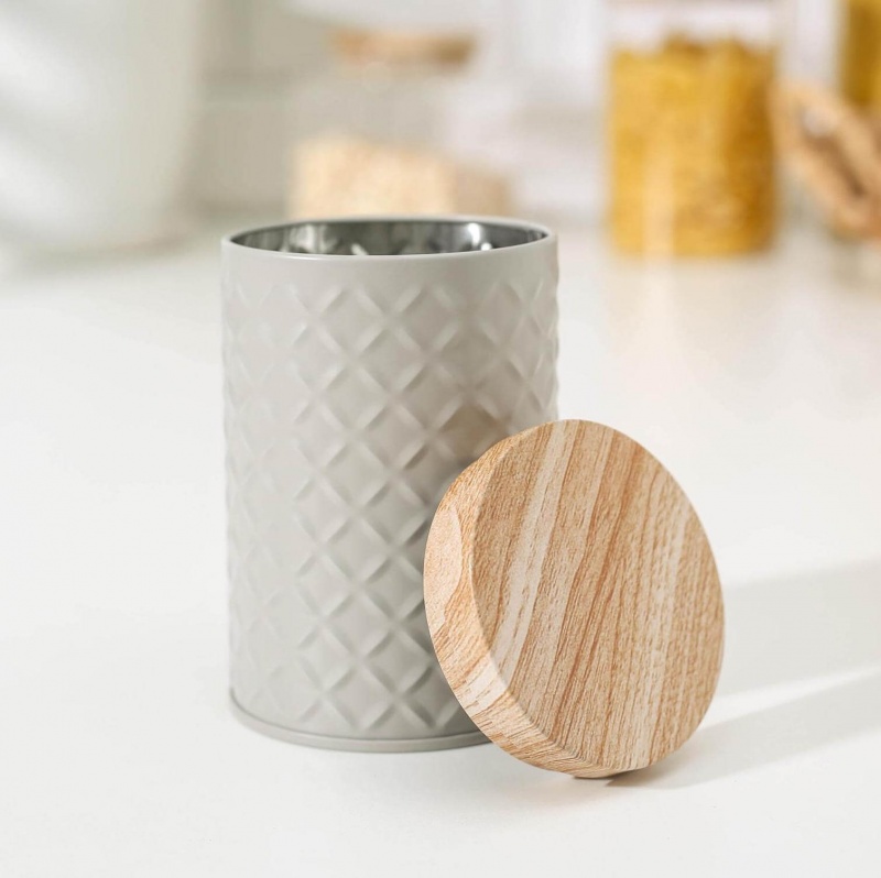 Банка для сыпучих продуктов «Сканди», 11,5×7,3 см, 430 мл, цвет серый